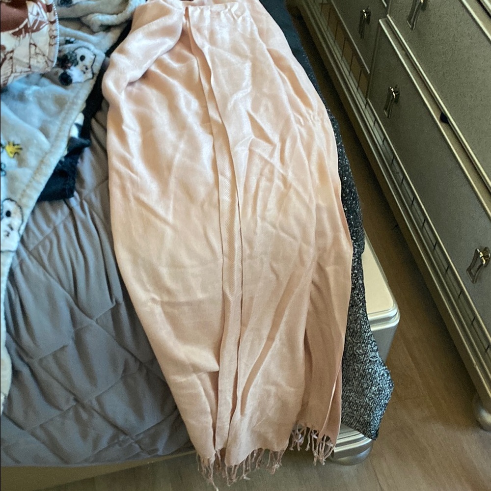 Soft Pink Scarf with Fringe
